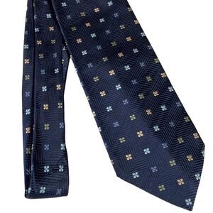 LOUIS DELL’OLIO 100% Silk Seide Mens Designer Tie Made in Italy Blue Floral 56”L